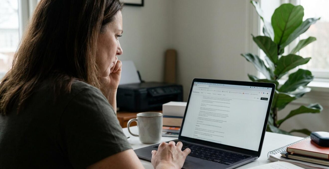 Entrepreneur analysant les performances de son site internet sur ordinateur