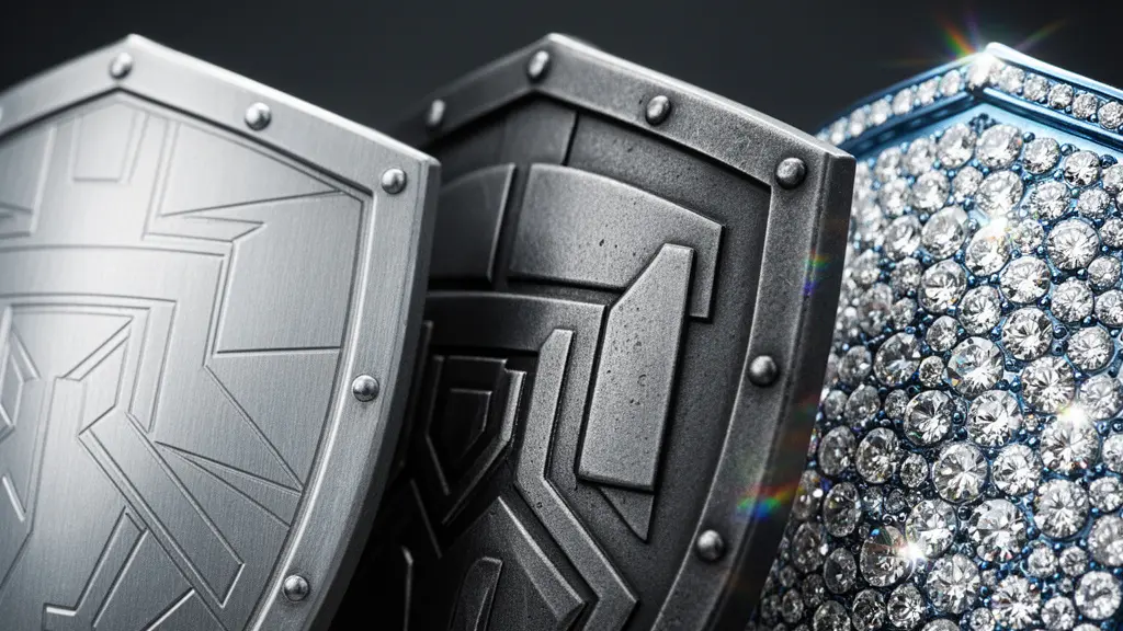 Trois niveaux de sécurité représentés par des boucliers de différentes épaisseurs