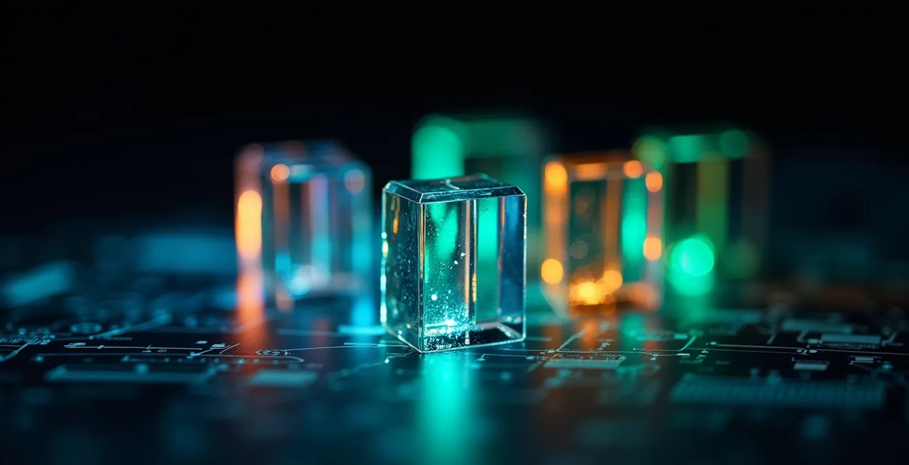 Visualisation abstraite des métriques de performance web Core Web Vitals avec des graphiques colorés symbolisant la vitesse