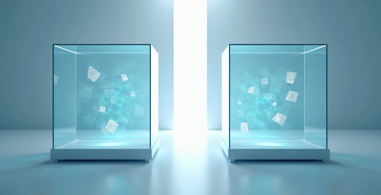 Visualisation abstraite d'une data clean room avec échange de données sécurisé