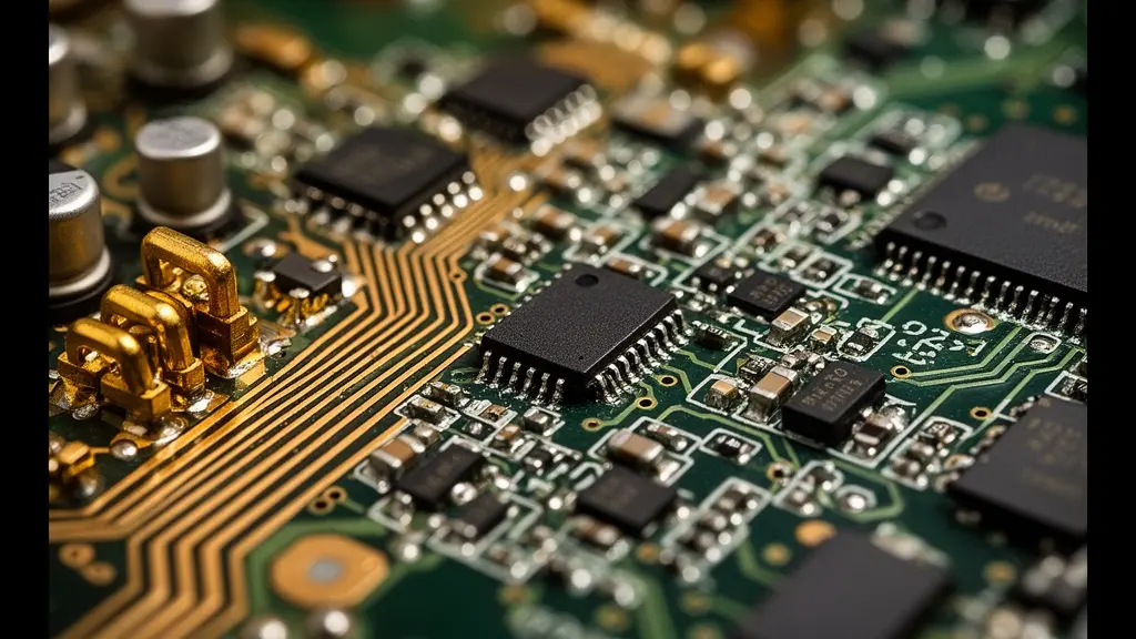 Macro photographie de circuits électroniques montrant l'interconnexion entre composants anciens et modernes