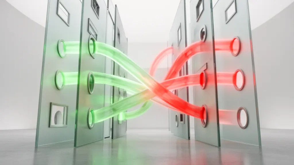 Système de filtrage réseau avec flux de données colorés traversant des barrières sélectives