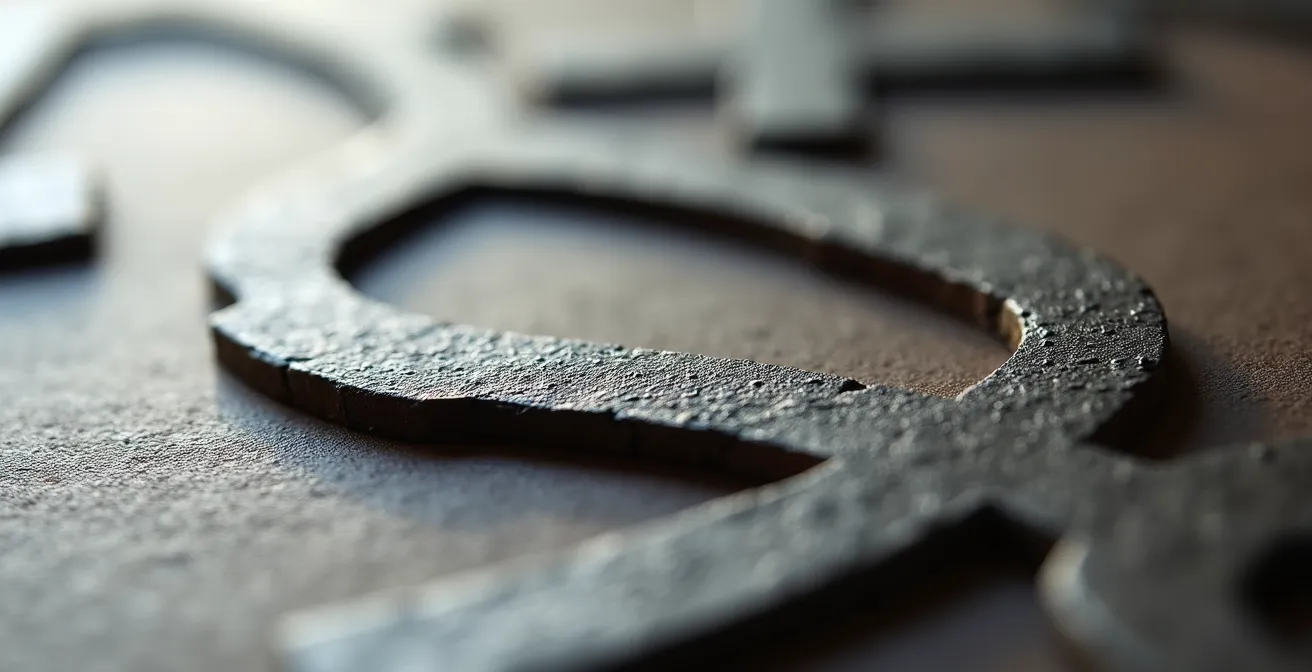 Vue macro de caractères imprimés montrant différents niveaux de contraste et de netteté